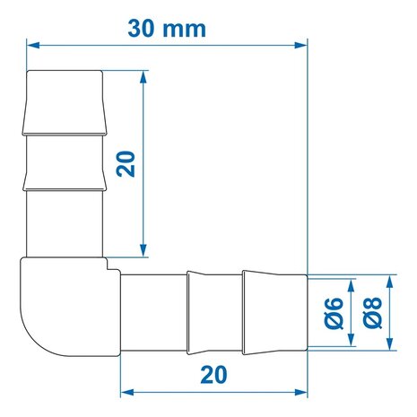 Raccordo a gomito per tubo 8 mm x10 pezzi