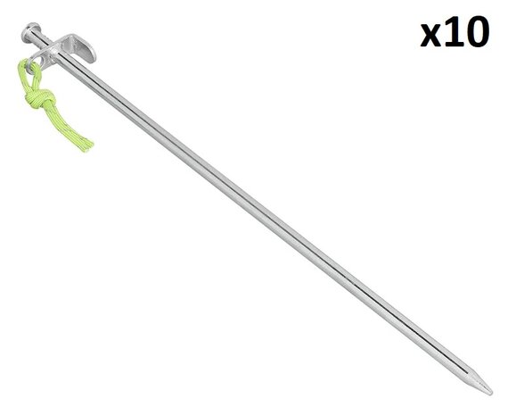 Picchetto da roccia 40 cm in acciaio zincato con gancio a L – Set da 10 pezzi