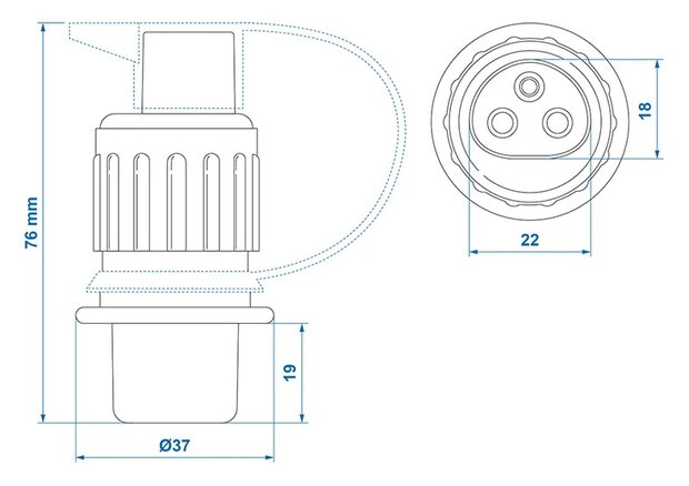 Spina 3 poli in PVC