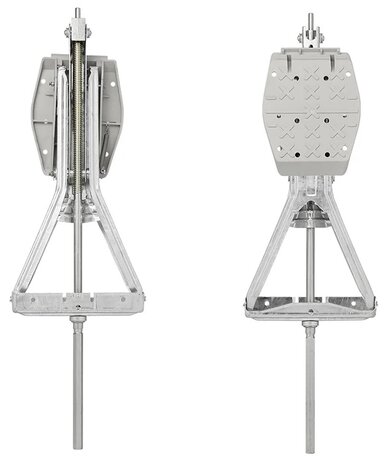 Supporto angolare per caravan 1000 kg 605 x 280 mm H: 470 mm con piede stabilizzante e meccanismo di estensione prolungato