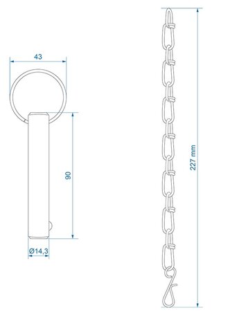 Perno di bloccaggio con catena diametro 14,3 mm
