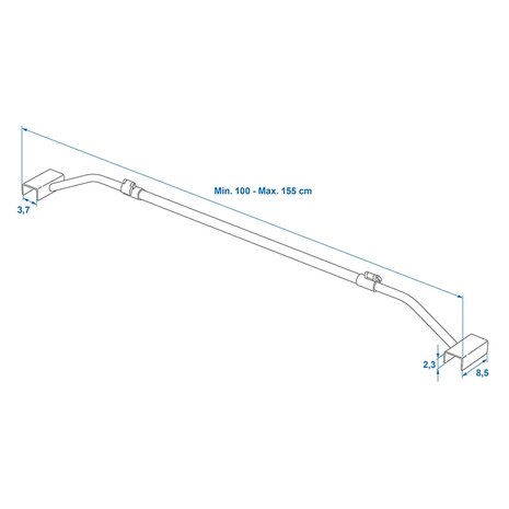 Arco in metallo estensibile 100-155 cm per telo coprimoto o rimorchio