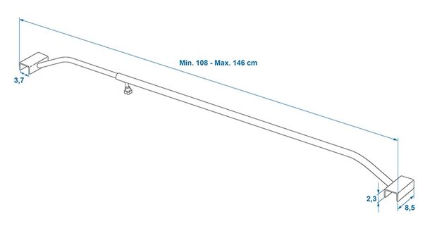 Arco in alluminio estensibile 108–146 cm per telo copririmorchio