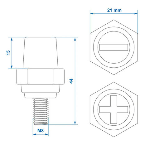 Set poli batteria avvitabili (+) e (-) in zinco M8