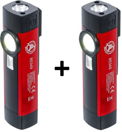 Lampada portatile COB-LED / UV in alluminio 1 W x2 pezzi
