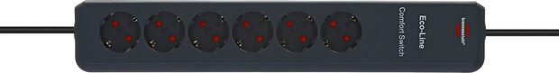 Multipresa Comfort Switch 6 prese antracite 2m H05VV-F 3G1,5