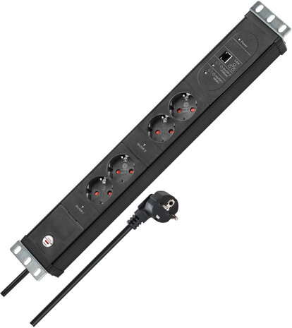 Multipresa 2 prese nera 3 m H05VV-F 3G1,5 formato 19