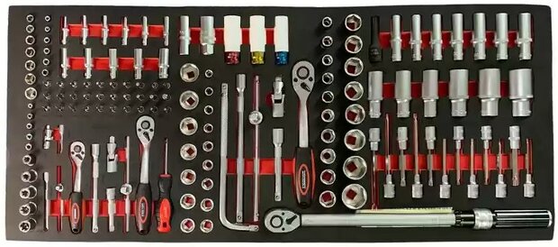 Carrello portautensili da 344 pezzi con piano in legno