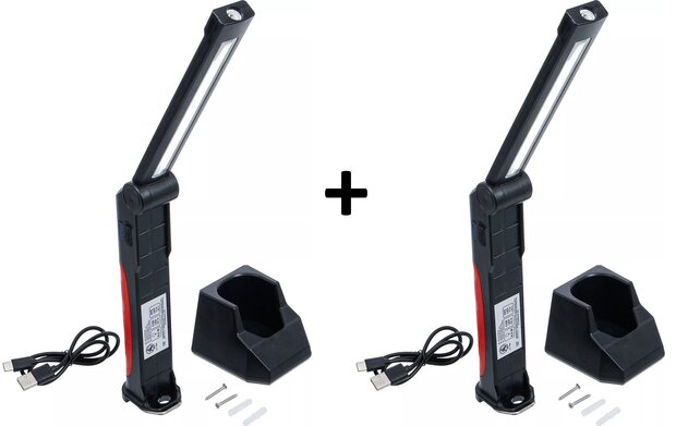 Lampada pieghevole a batteria COB-LED 6,5 W con stazione di ricarica x2 stuks
