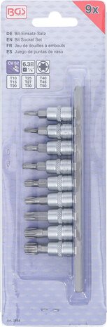 Serie di chiavi a bussola (1/4) profilo a T (per Torx) T10 - T50 9 pz