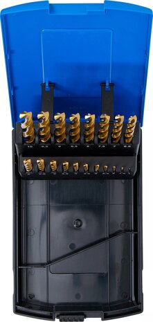 Serie di punte elicoidali HSS-G nitruro di titanio 1 - 10 mm 19 pz