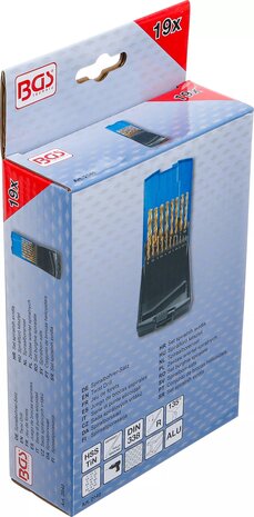 Serie di punte elicoidali HSS-G nitruro di titanio 1 - 10 mm 19 pz