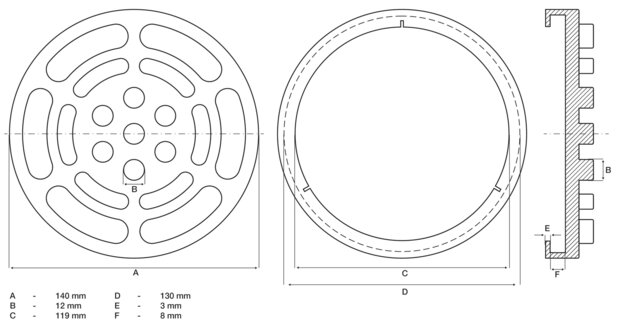 Disco in gomma per piattaforme di sollevamento diametro 140 mm