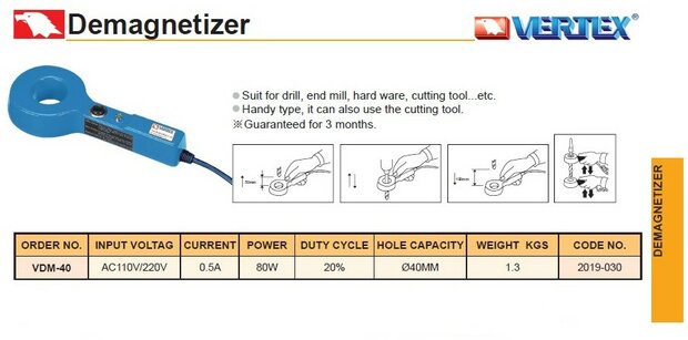 Smagnetizzatore diametro 40 mm