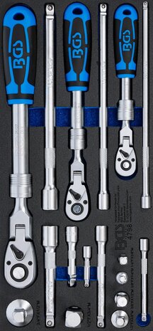 Serie di cricchetti reversibili estensibile snodabile (1/4) - (3/8) - (1/2) 17 pz