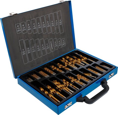 Serie di punte elicoidali e frese a gradini HSS nitruro di titanio 1 - 10 mm 231 pz