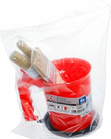 Set di spazzole piatti / anulari con secchiello per vernice 6 pz