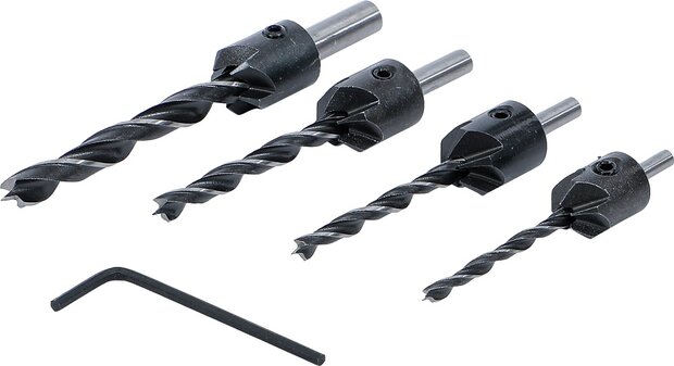 Set di punte per legno con svasatore 4 pz