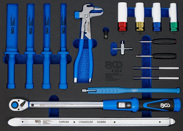 Modulo per carrelli portautensili 3/3: utensili speciali per riparazione pneumatici 18 pz