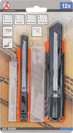 Set di taglierini universali a lama spezzabile Larghezza lama 9 / 18 mm 4 pz