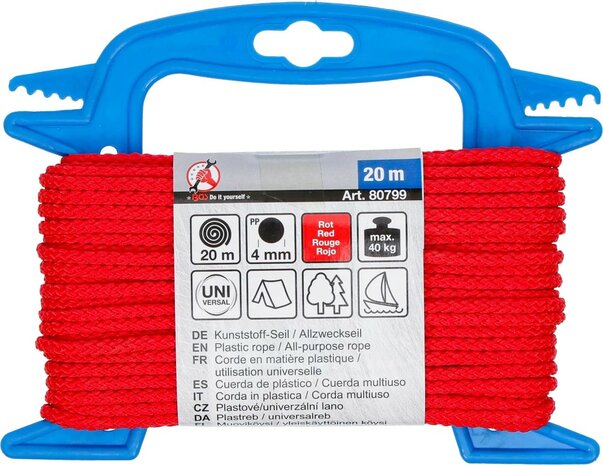 Corda in plastica / Corda multiuso 4 mm x 20 m rosso
