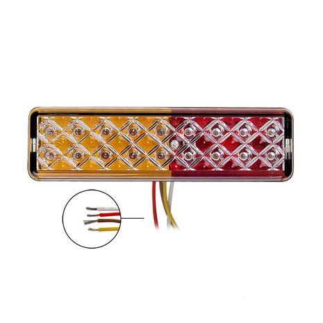 Fanale posteriore 12 24V 3 funzioni 135x38mm LED con supporto nero