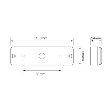 Fanale posteriore 12 24V 3 funzioni 135x38mm LED con supporto nero