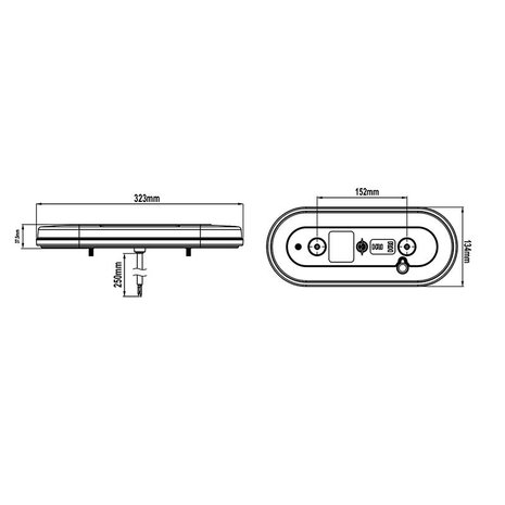 Fanale posteriore 6 funzioni 323x134mm 54LED destro
