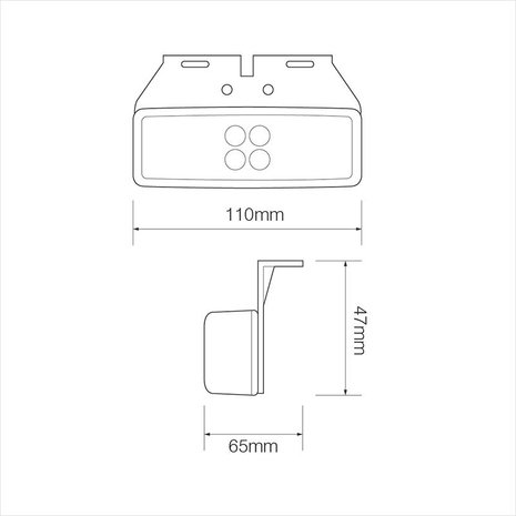 Lampada di segnalazione 12 24V bianco 110x40mm LED con supporto