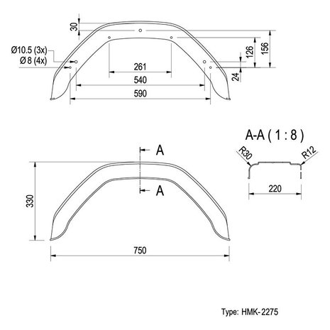 Parafango in plastica da 14 pollici (2275)