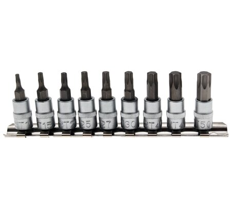 Serie di chiavi a bussola (1/4) profilo a T (per Torx) T10 - T50 9 pz