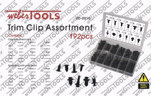 Assortimento di clip per tappezzeria 192 parti