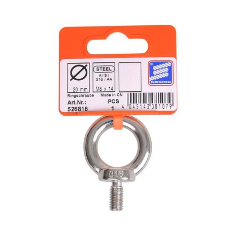 Vite ad anello M8, A4 in acciaio inox AISI 316