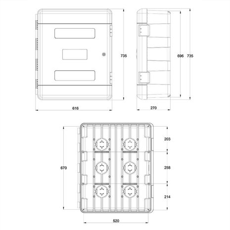 Armadio portautensili 75,0L / 27,0x61,6x73,5cm con 2 ripiani + serratura a cilindro