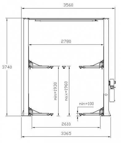 Ponte elevatore a 2 colonne 4 t 230 v con attacco superiore