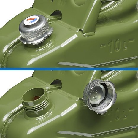 Tanica 10L verde metallo con tappo a vite magnetico omologata UN-TuV GS
