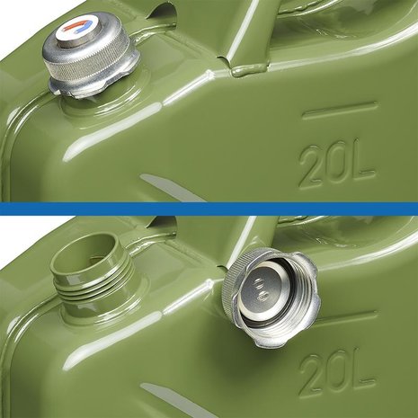 Jerrycan 20L verde metallo con tappo a vite magnetico