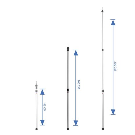 Palo per tenda telescopico 3 pezzi 93-230cm - set da 2 pezzi