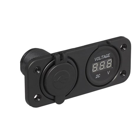 Kit da incasso: voltmetro 6-30V + porta USB doppia tipo A 2x2100mA