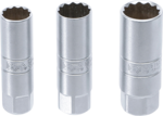 Serie di bussole poligonali per candele 10 mm (3/8) 14 - 16 - 18 mm 3 pz