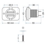 Scatola da incasso USB doppia tipo A 3100mA 12V 24V