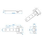 Cerniera per porta 143x61mm