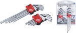 Serie di chiavi ad angolo lunghe profilo a T (per Torx) T10 - T50 / 1,5 - 10 mm 18 pz