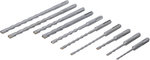 Serie di punte per trapano a percussione stelo SDS, punto in metallo duro 4 - 12 mm 56 pz