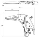 Pinza di bloccaggio becco lungo con maniglia a pistola 170 mm