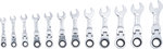 Set di chiavi ad anello a cricchetto combinato, extra corto