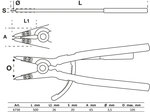 Pinza per anelli seeger dritta per seeger esterni 500 mm