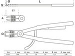 Pinza per anelli seeger dritta per seeger interni 500 mm