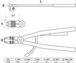 Pinza per anelli seeger piegata per seeger interni 500 mm