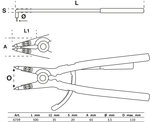 Pinza per anelli seeger piegata per seeger esterni 500 mm